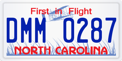 NC license plate DMM0287