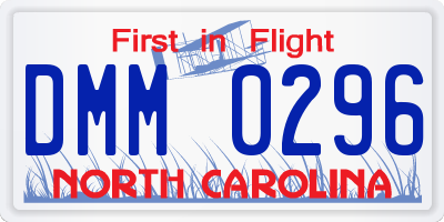 NC license plate DMM0296