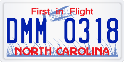 NC license plate DMM0318
