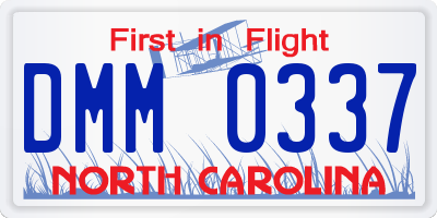 NC license plate DMM0337
