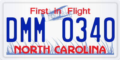 NC license plate DMM0340