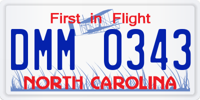 NC license plate DMM0343