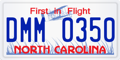 NC license plate DMM0350