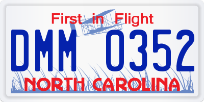 NC license plate DMM0352