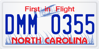 NC license plate DMM0355