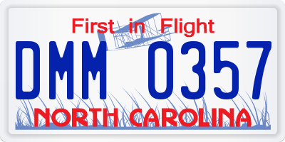NC license plate DMM0357