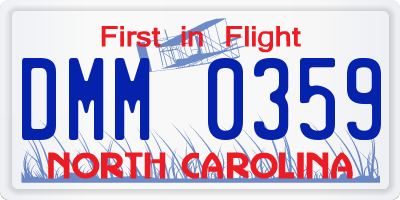 NC license plate DMM0359