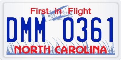 NC license plate DMM0361