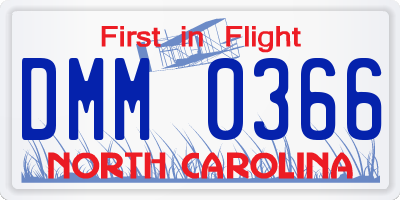 NC license plate DMM0366