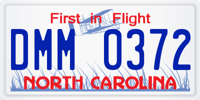NC license plate DMM0372