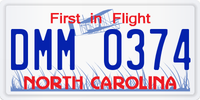 NC license plate DMM0374
