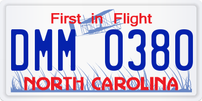 NC license plate DMM0380