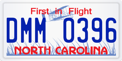 NC license plate DMM0396