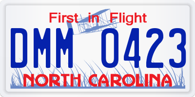 NC license plate DMM0423