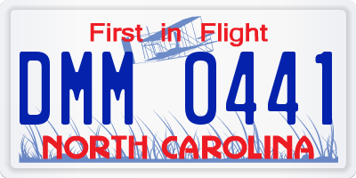 NC license plate DMM0441