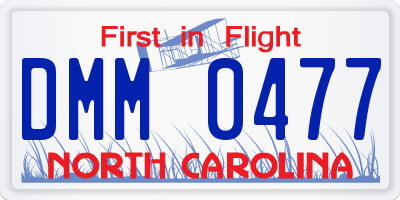 NC license plate DMM0477