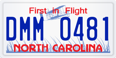 NC license plate DMM0481