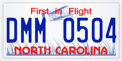 NC license plate DMM0504