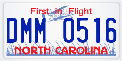 NC license plate DMM0516