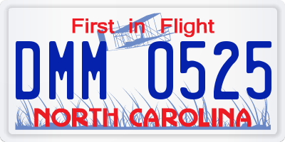 NC license plate DMM0525