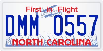 NC license plate DMM0557