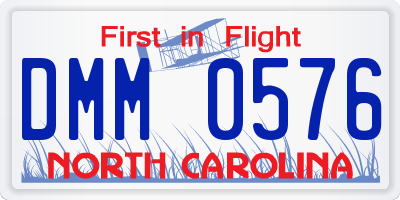 NC license plate DMM0576