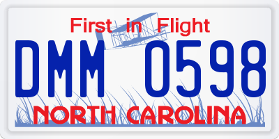 NC license plate DMM0598