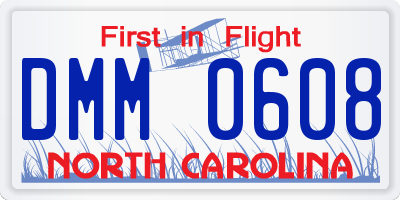 NC license plate DMM0608