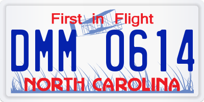 NC license plate DMM0614