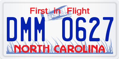 NC license plate DMM0627