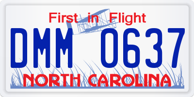 NC license plate DMM0637