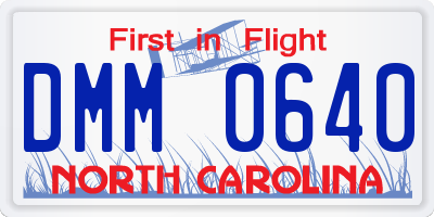 NC license plate DMM0640