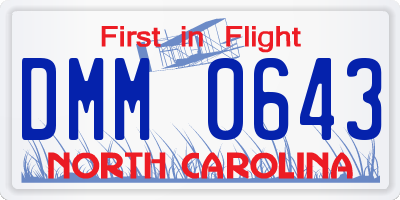 NC license plate DMM0643