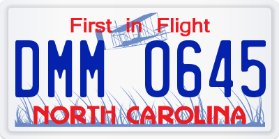 NC license plate DMM0645