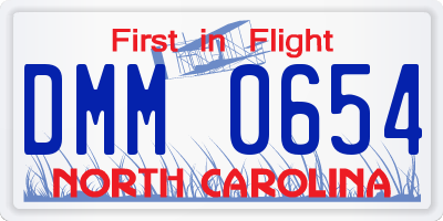 NC license plate DMM0654