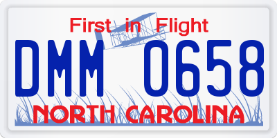 NC license plate DMM0658