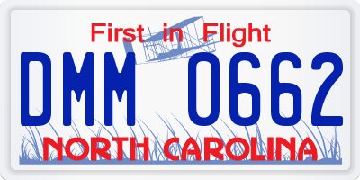 NC license plate DMM0662