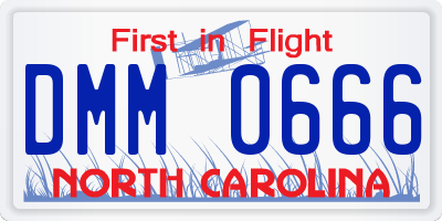 NC license plate DMM0666
