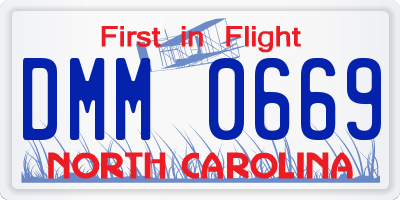 NC license plate DMM0669
