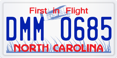NC license plate DMM0685
