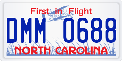 NC license plate DMM0688
