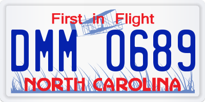 NC license plate DMM0689
