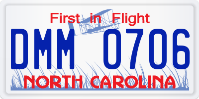 NC license plate DMM0706