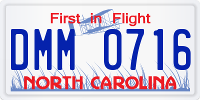 NC license plate DMM0716