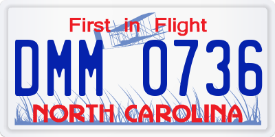 NC license plate DMM0736