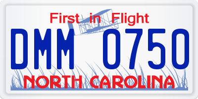 NC license plate DMM0750