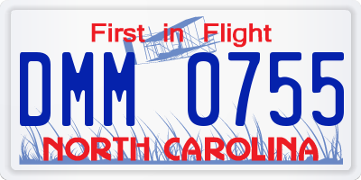NC license plate DMM0755