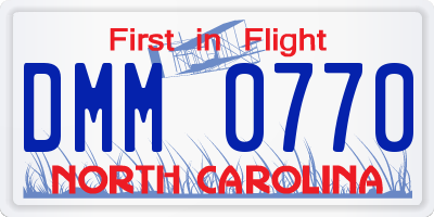 NC license plate DMM0770
