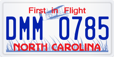 NC license plate DMM0785