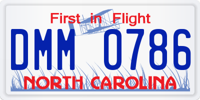 NC license plate DMM0786